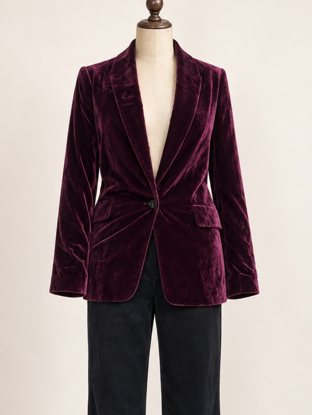 Banana Republic Purple Velvet Button Up Blazer Jacket